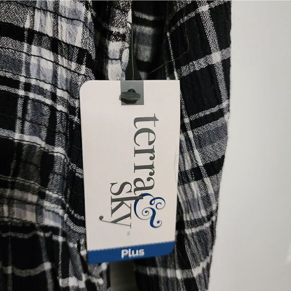 Nwt Terra & Sky Women's Plus Size Tiered Peasant Midi Dress, Cotton 100% - Picture 11 of 12